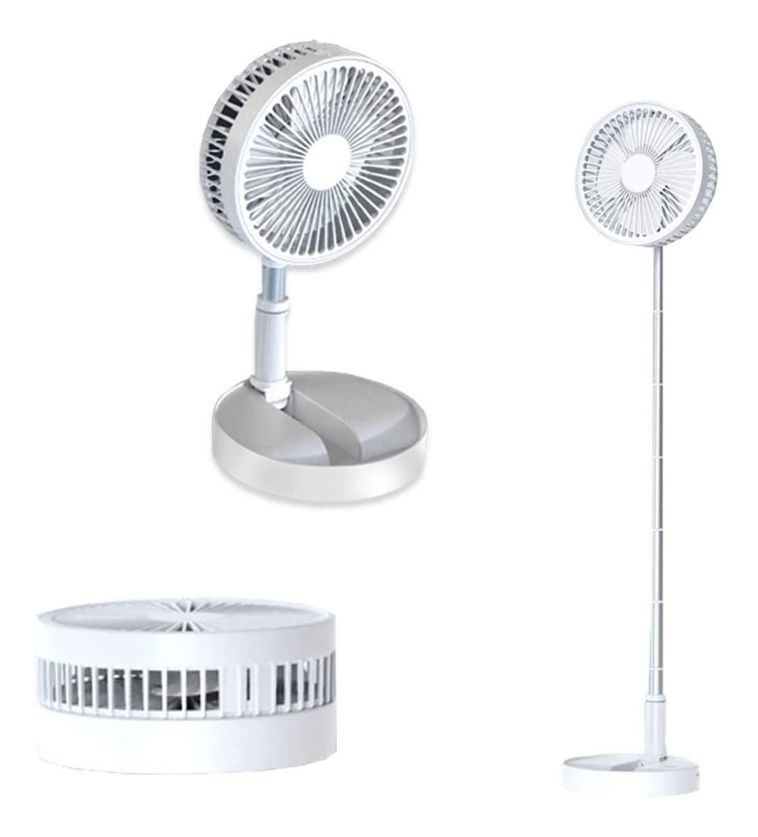 Adjustable Height Telescopic Rechargeable Standing Fan – 4-Speed, Foldable, Wireless (7200mAh Battery)